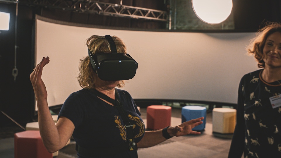 Participant wearing VR headset